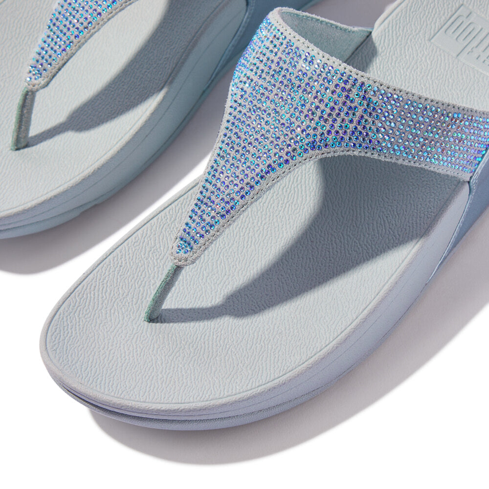 FitFlop LULU CRYSTAL EMBELLISHED Womens Toe Post Sandals Quiet Blue