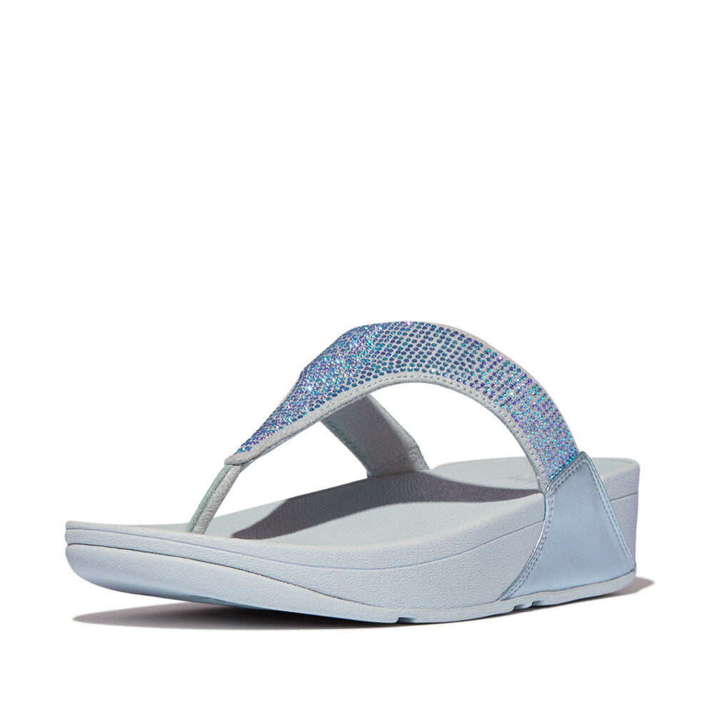 FitFlop LULU CRYSTAL EMBELLISHED Womens Toe Post Sandals Quiet Blue
