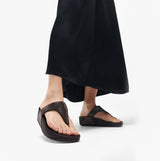 FitFlop LULU CRYSTAL EMBELLISHED Ladies Toe Post Sandals Metallic Chocolate Brown