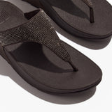 FitFlop LULU CRYSTAL EMBELLISHED Ladies Toe Post Sandals Metallic Chocolate Brown