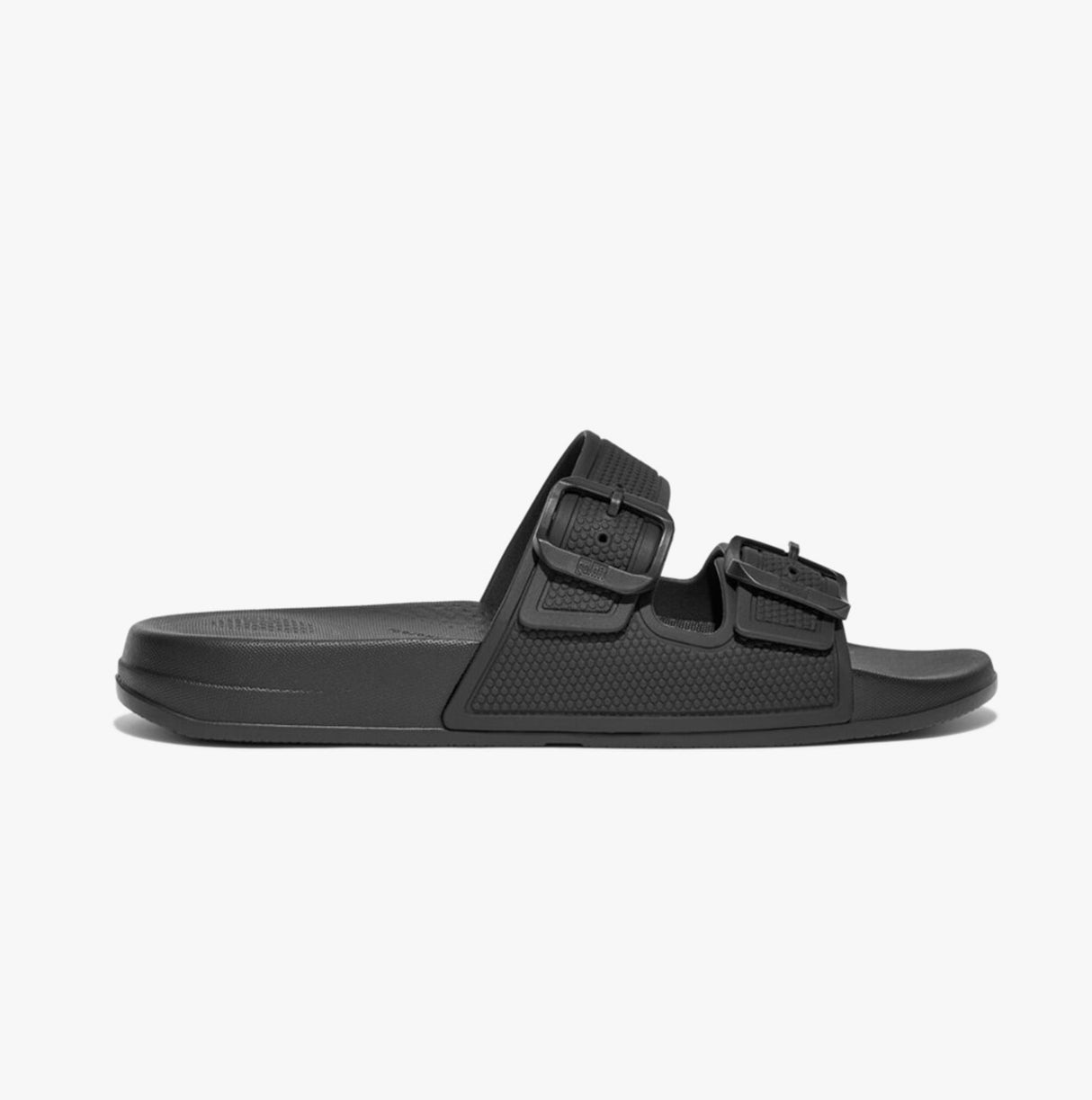 FitFlop IQUSHION TWO-BAR BUCKLE Womens Slides All Black