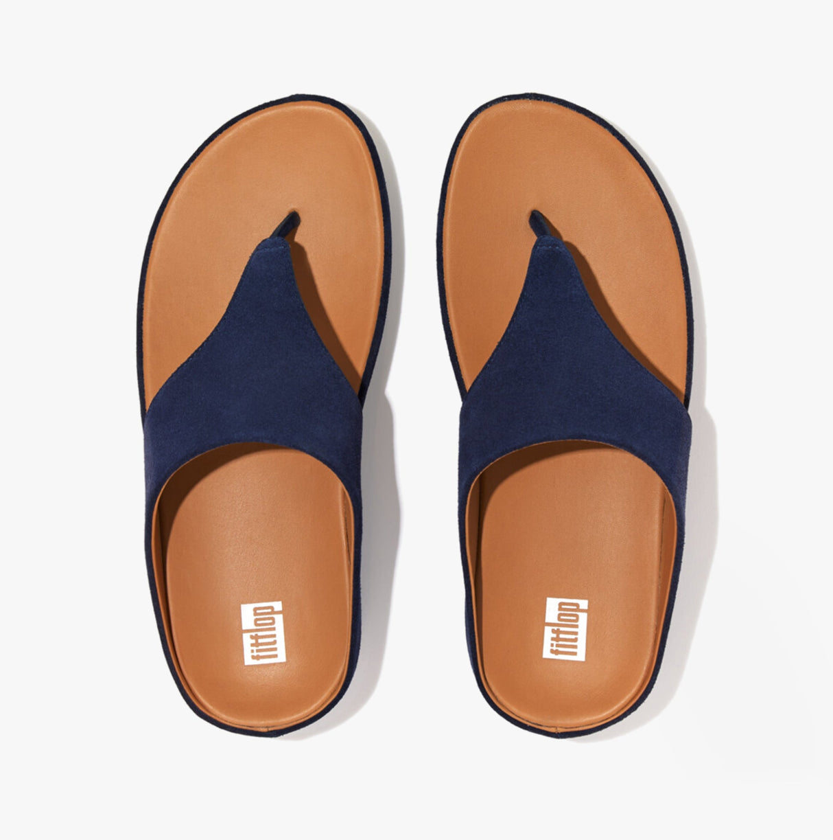 FitFlop SHUV Womens Suede Toe-Post Sandals Midnight Navy