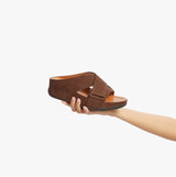 FitFlop SHUV Womens Nubuck Cross Sliders Chocolate Brown