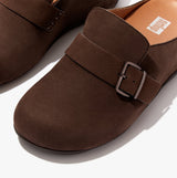 FitFlop SHUV BUCKLE-STRAP Womens Nubuck Clogs Chocolate Brown
