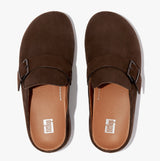 FitFlop SHUV BUCKLE-STRAP Womens Nubuck Clogs Chocolate Brown