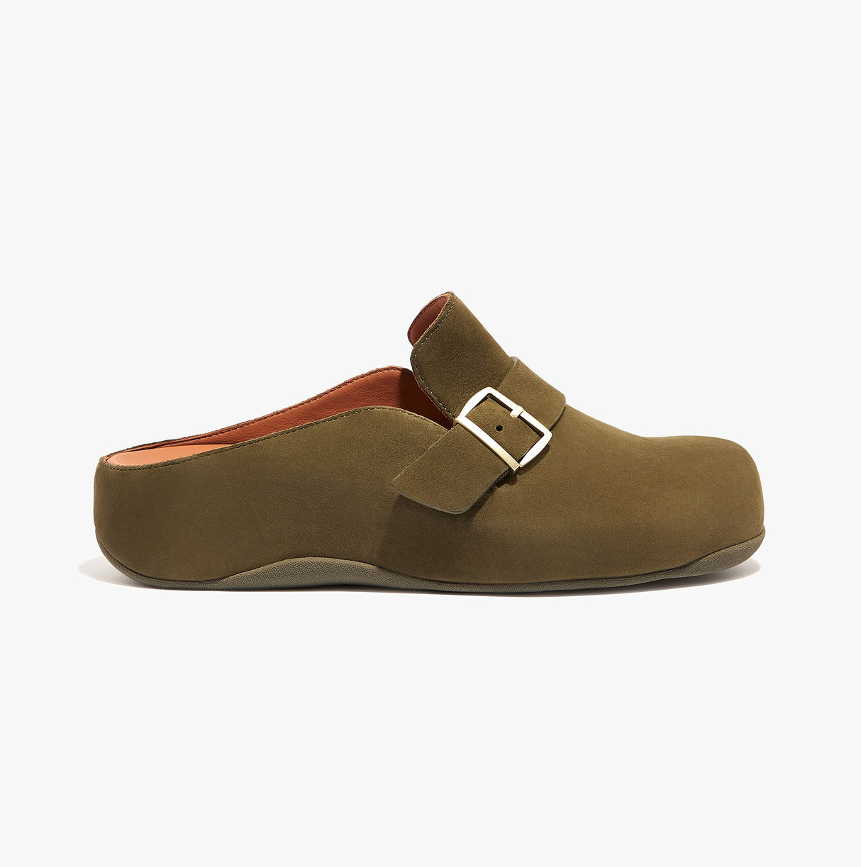 FitFlop SHUV BUCKLE-STRAP Womens Nubuck Clogs Mossy