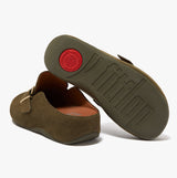 FitFlop SHUV BUCKLE-STRAP Womens Nubuck Clogs Mossy