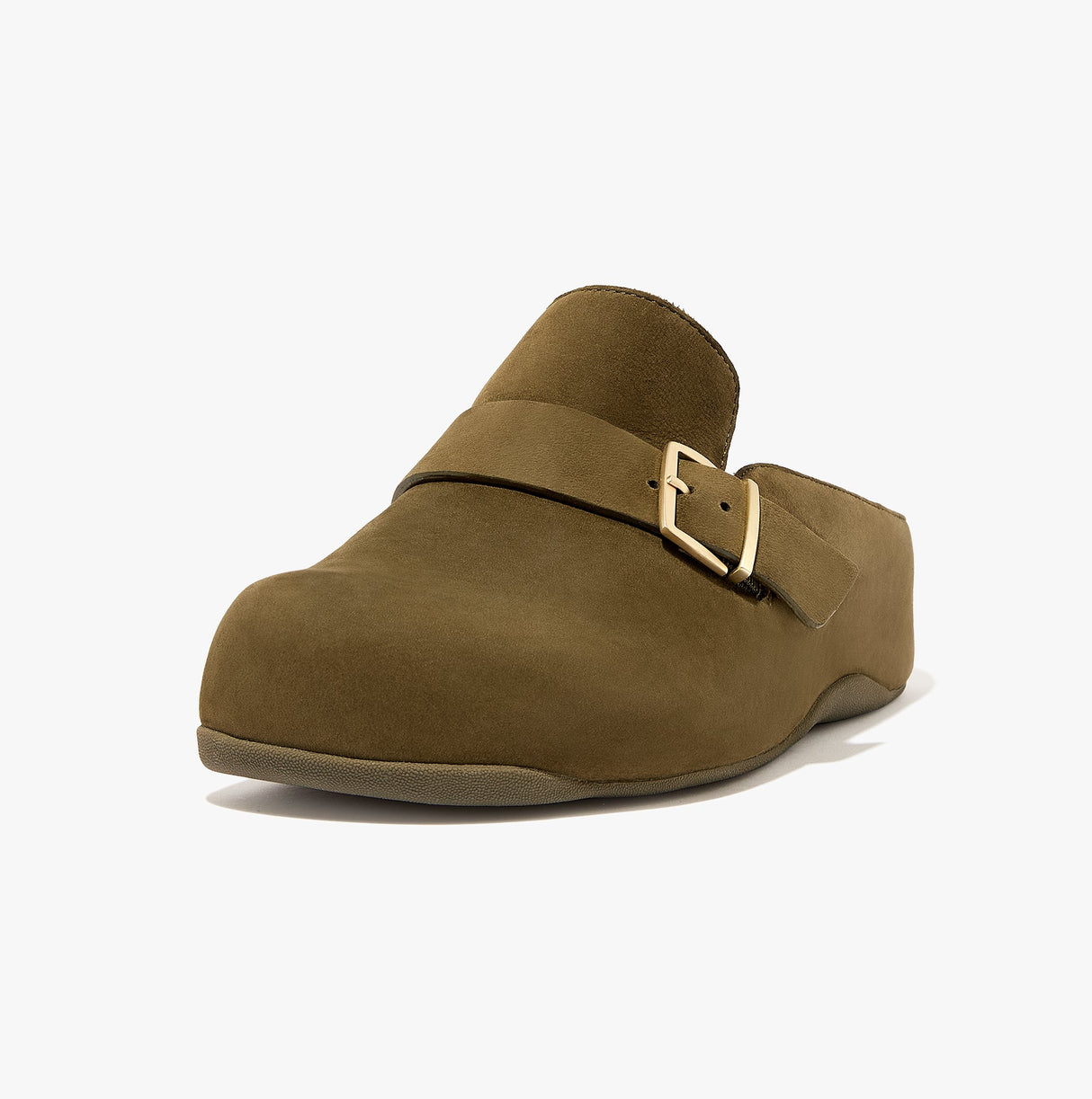 FitFlop SHUV BUCKLE-STRAP Womens Nubuck Clogs Mossy