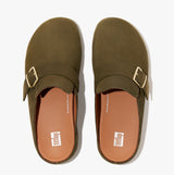 FitFlop SHUV BUCKLE-STRAP Womens Nubuck Clogs Mossy