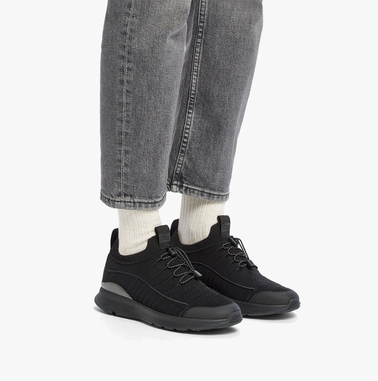 FitFlop VITAMIN FF METAL-POP KNIT Womens Trainers Black/Silver