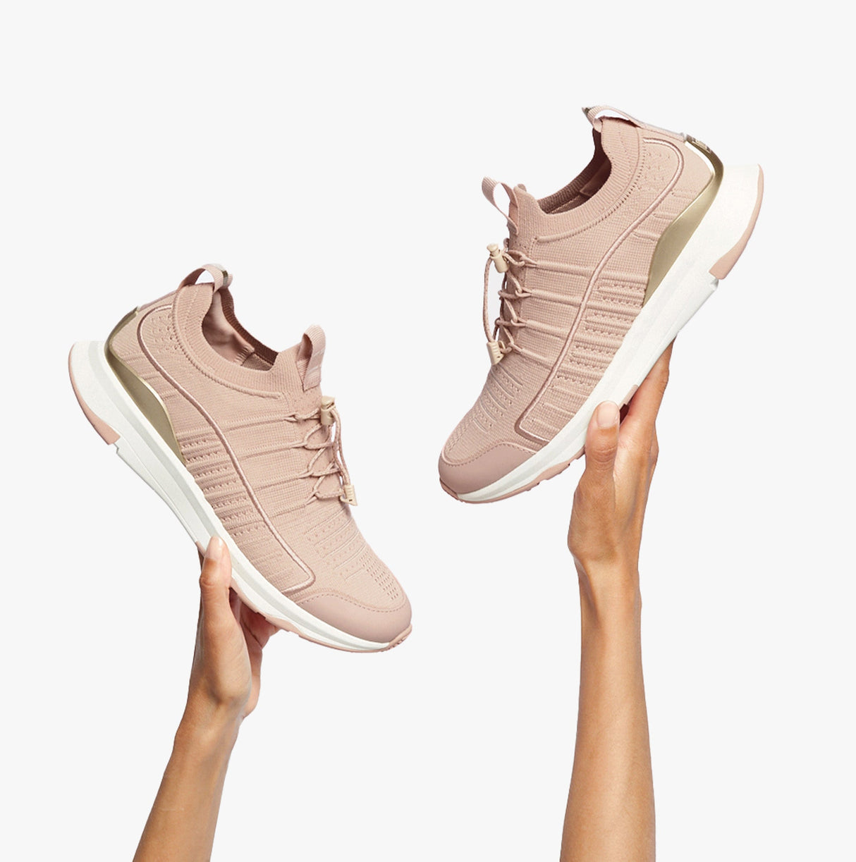 FitFlop VITAMIN FF METAL-POP KNIT Womens Trainers Almond Tan/Platino