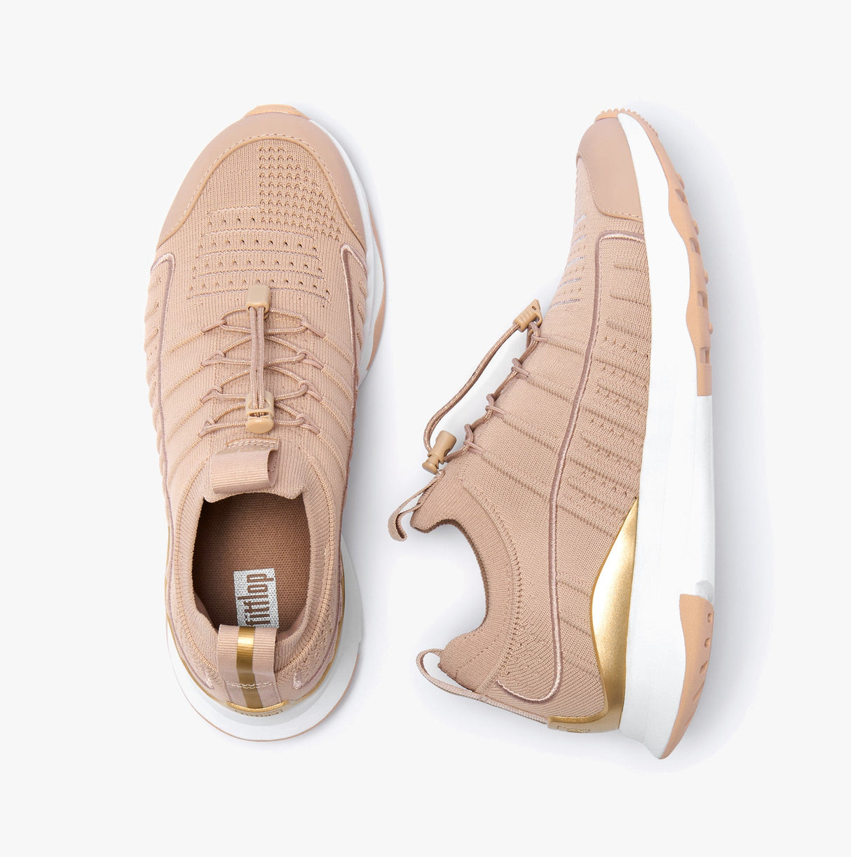 FitFlop VITAMIN FF METAL-POP KNIT Womens Trainers Almond Tan/Platino