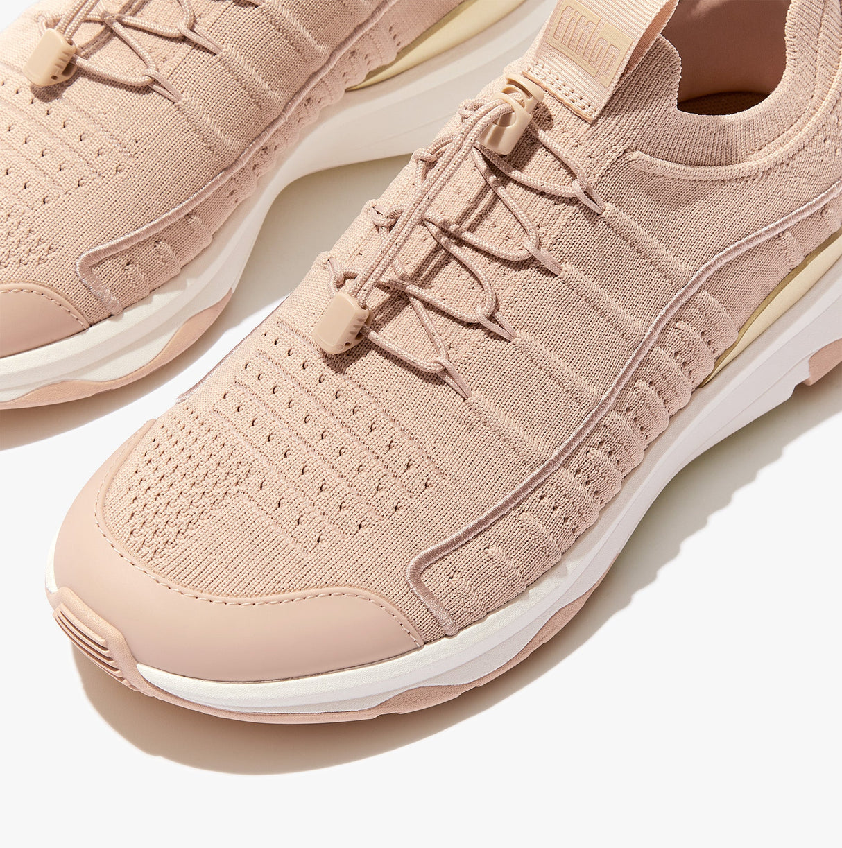 FitFlop VITAMIN FF METAL-POP KNIT Womens Trainers Almond Tan/Platino
