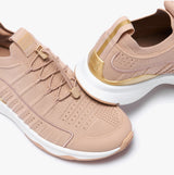 FitFlop VITAMIN FF METAL-POP KNIT Womens Trainers Almond Tan/Platino