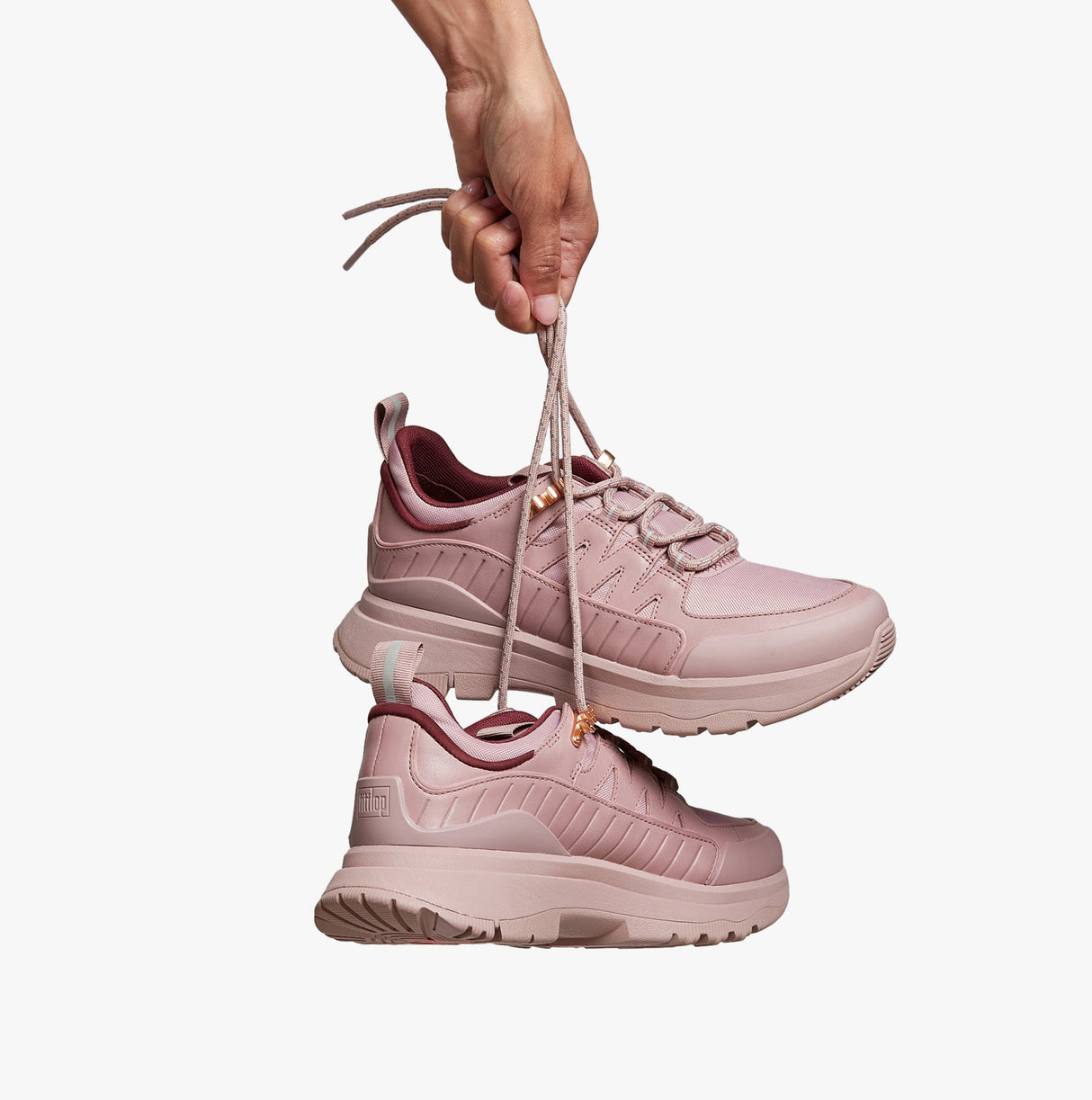 FitFlop NEO-D-HYKER LEATHER-MIX Womens Leather Outdoor Trainers Pink Sky Mix