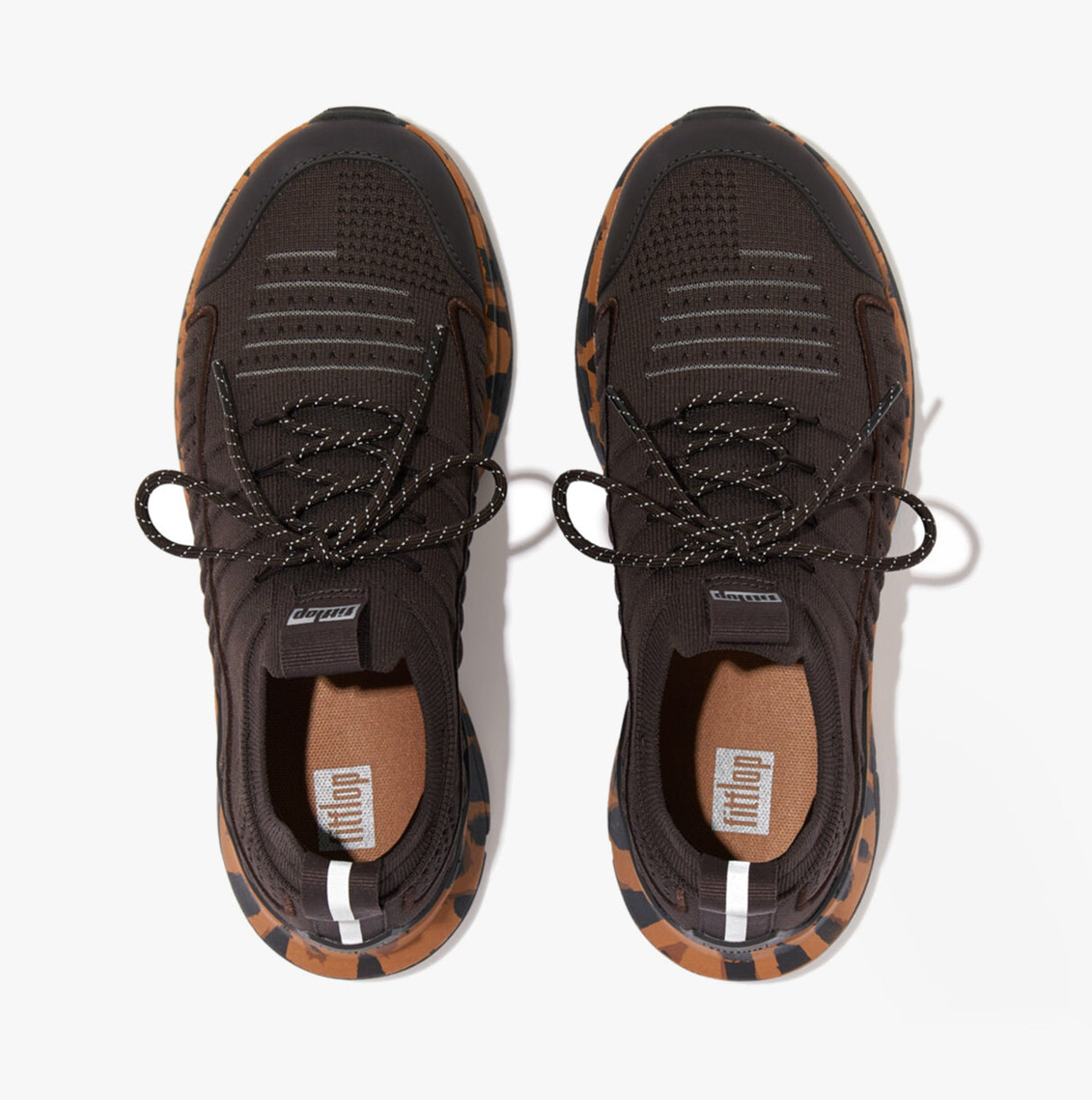 FitFlop VITAMIN FF Womens Knit Sport Trainers Chocolate Brown Mix