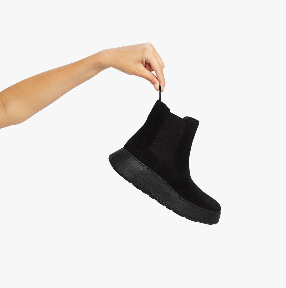 FitFlop F-MODE SUEDE FLATFORM Womens Chelsea Boots Black
