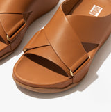 FitFlop SHUV Womens Crossover Leather Sliders Light Tan