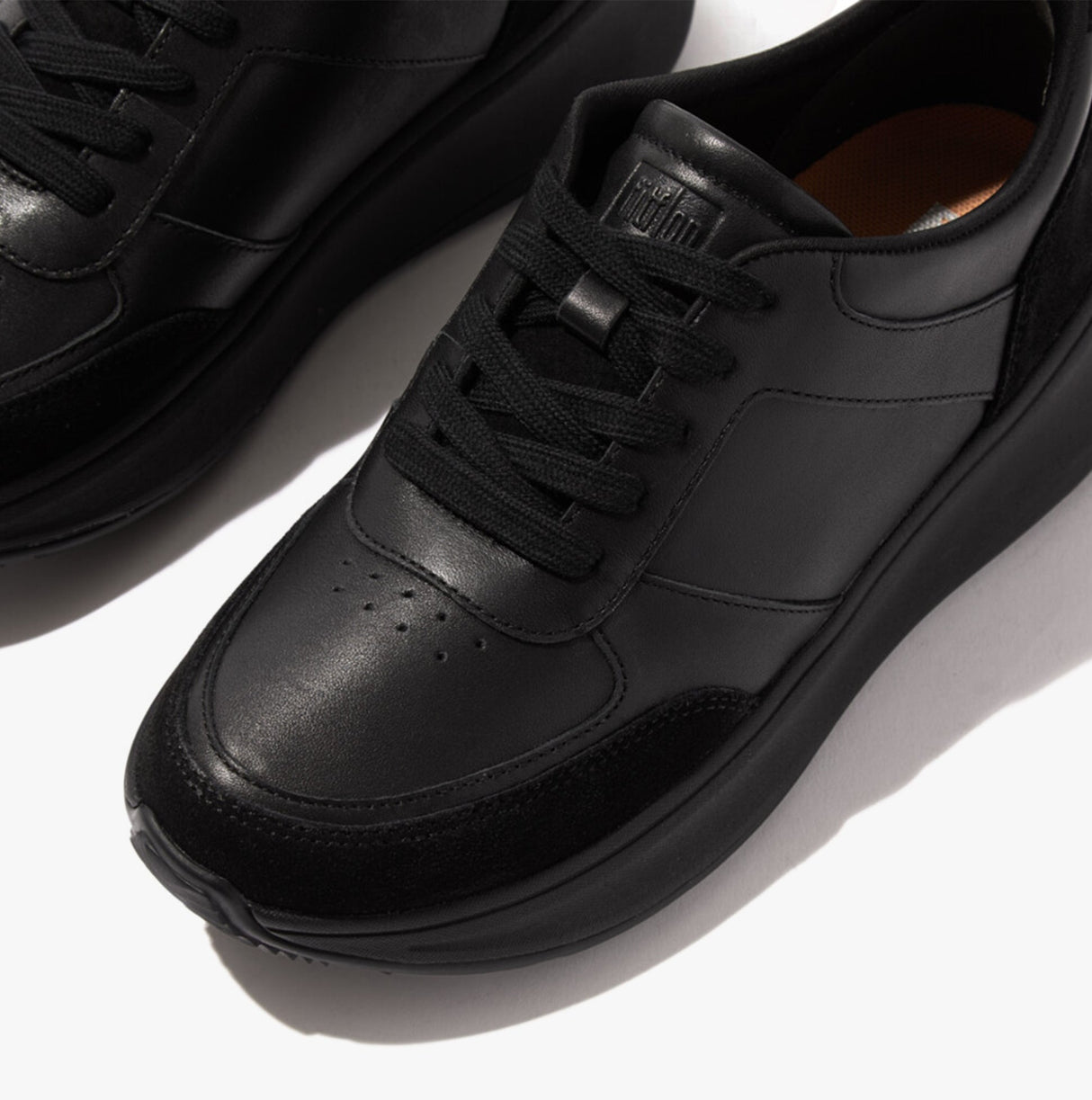 FitFlop F-MODE LEATHER/SUEDE FLATFORM Womens Trainers All Black