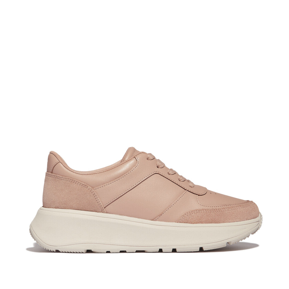 FitFlop F-MODE LEATHER Womens Flatform Trainers Classic Beige