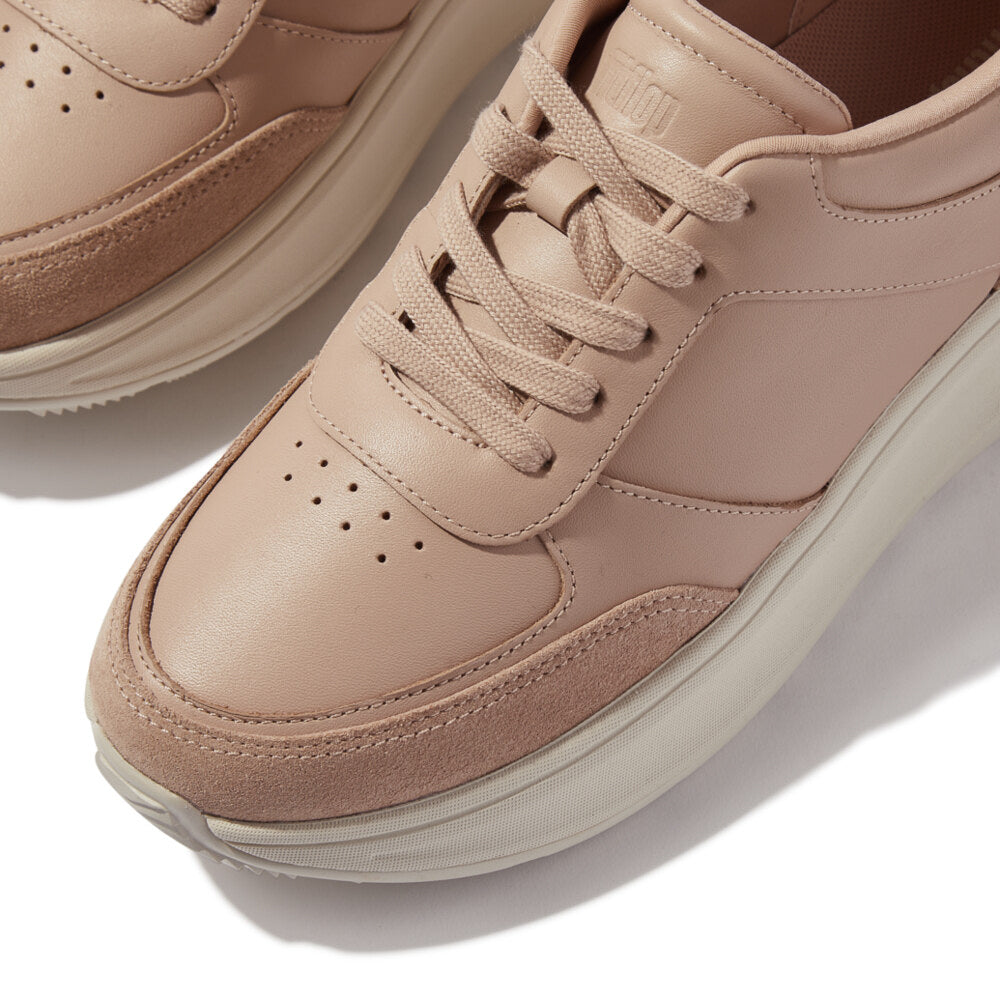 FitFlop F-MODE LEATHER Womens Flatform Trainers Classic Beige