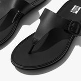 FitFlop GRACIE RUBBER-BUCKLE LEATHER Womens Toe Post All Black