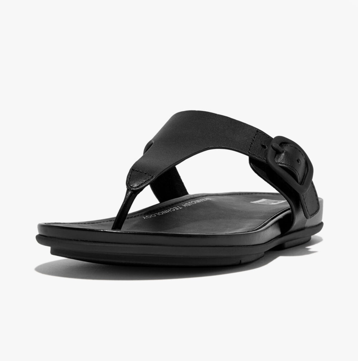 FitFlop GRACIE RUBBER-BUCKLE LEATHER Womens Toe Post All Black