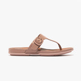 FitFlop GRACIE RUBBER-BUCKLE LEATHER Womens Toe Post Beige