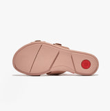 FitFlop GRACIE Womens Rubber-Buckle Leather Two-Bar Sliders Beige