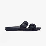 FitFlop GRACIE Womens Rubber-Buckle Leather Two-Bar Sliders Midnight Navy