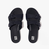FitFlop GRACIE Womens Rubber-Buckle Leather Two-Bar Sliders Midnight Navy