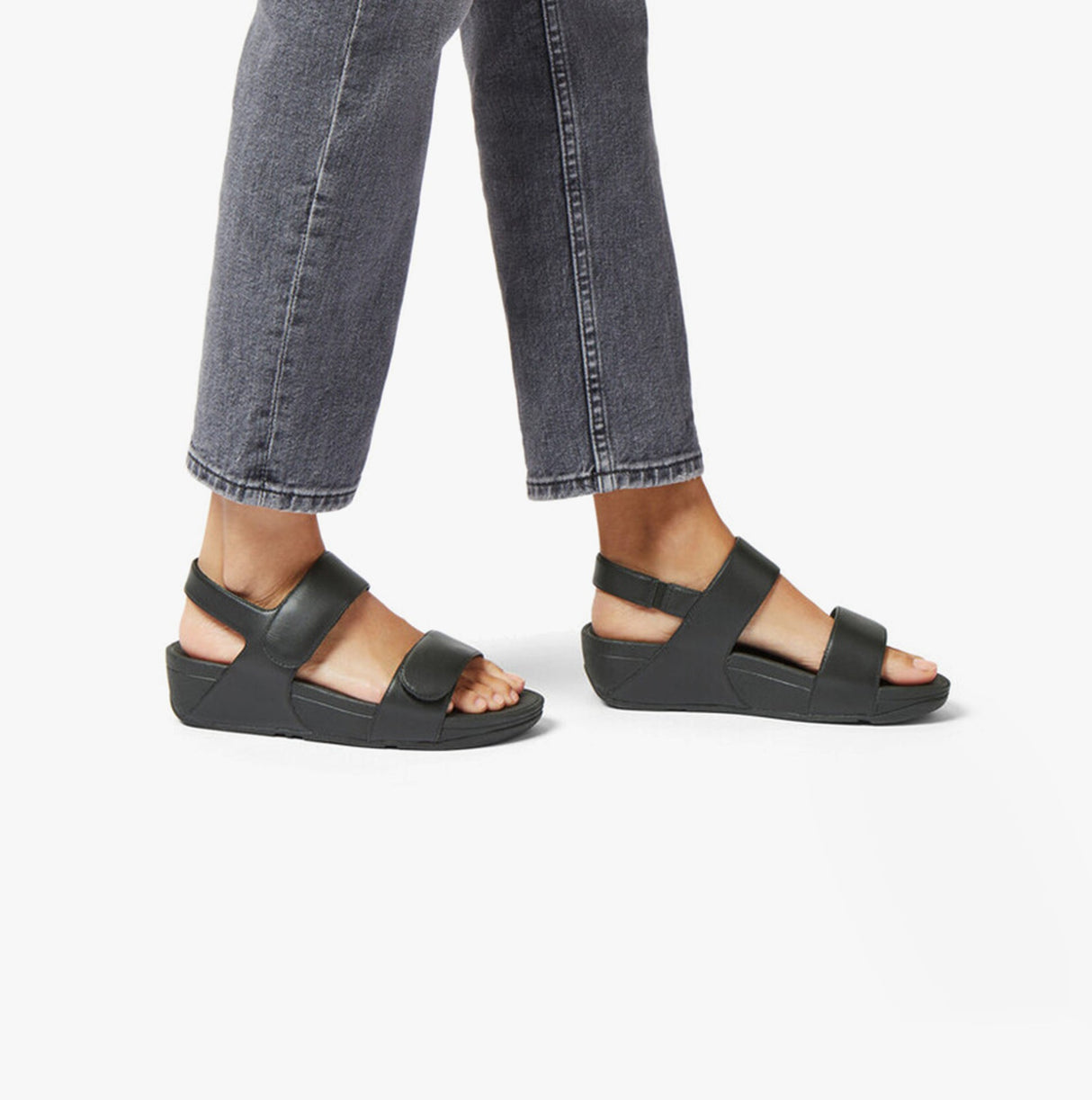 FitFlop LULU Womens Adjustable Back-Strap Sandals All Black