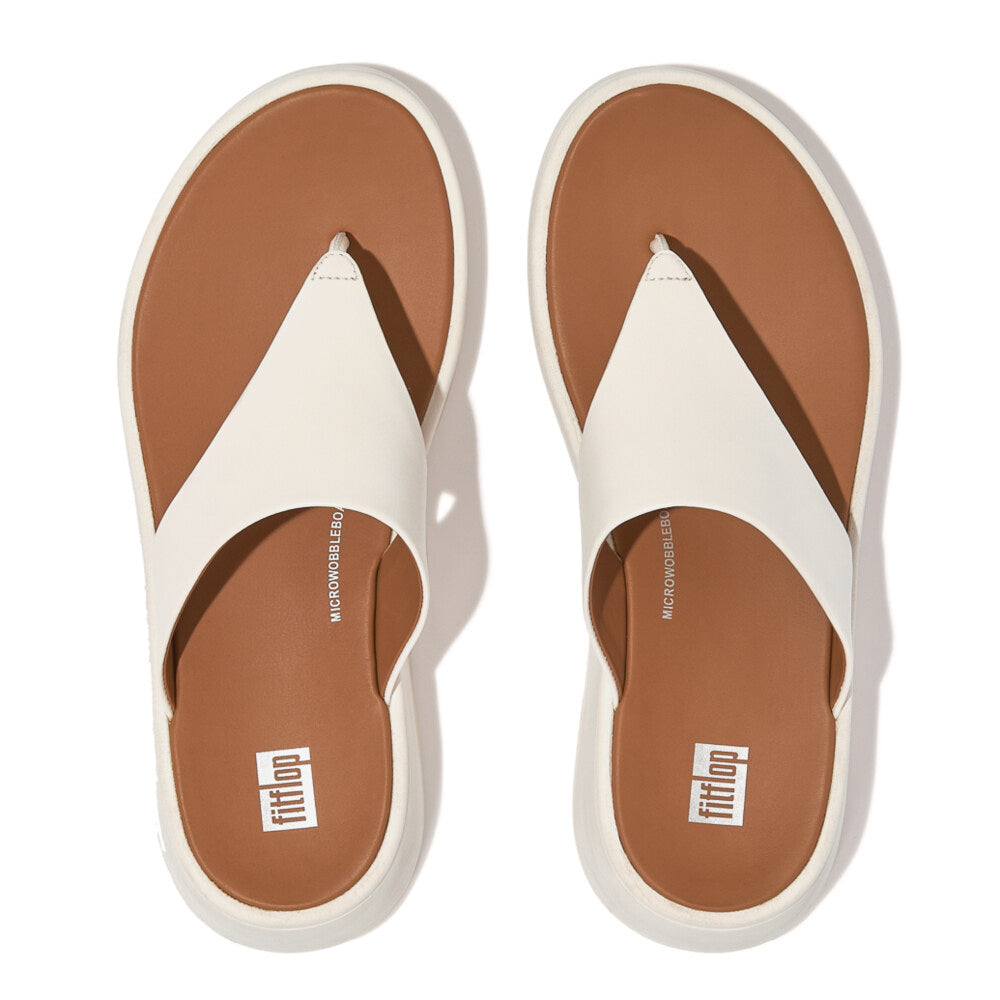 FitFlop F-MODE LEATHER FLATFORM Womens Toe Post Sandals Cream