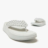 FitFlop F-MODE WOVEN-LEATHER Womens Toe Post Sandals Seafoam Blue