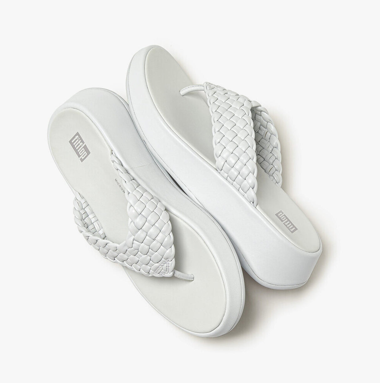 FitFlop F-MODE WOVEN-LEATHER Womens Toe Post Sandals Seafoam Blue