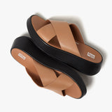 FitFlop F-MODE WOVEN-LEATHER Womens Slides Latte Tan