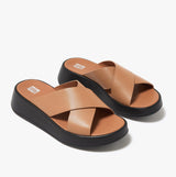 FitFlop F-MODE WOVEN-LEATHER Womens Slides Latte Tan