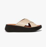 FitFlop F-MODE WOVEN-LEATHER Womens Slides Stone Beige/Black