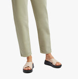 FitFlop F-MODE WOVEN-LEATHER Womens Slides Stone Beige/Black