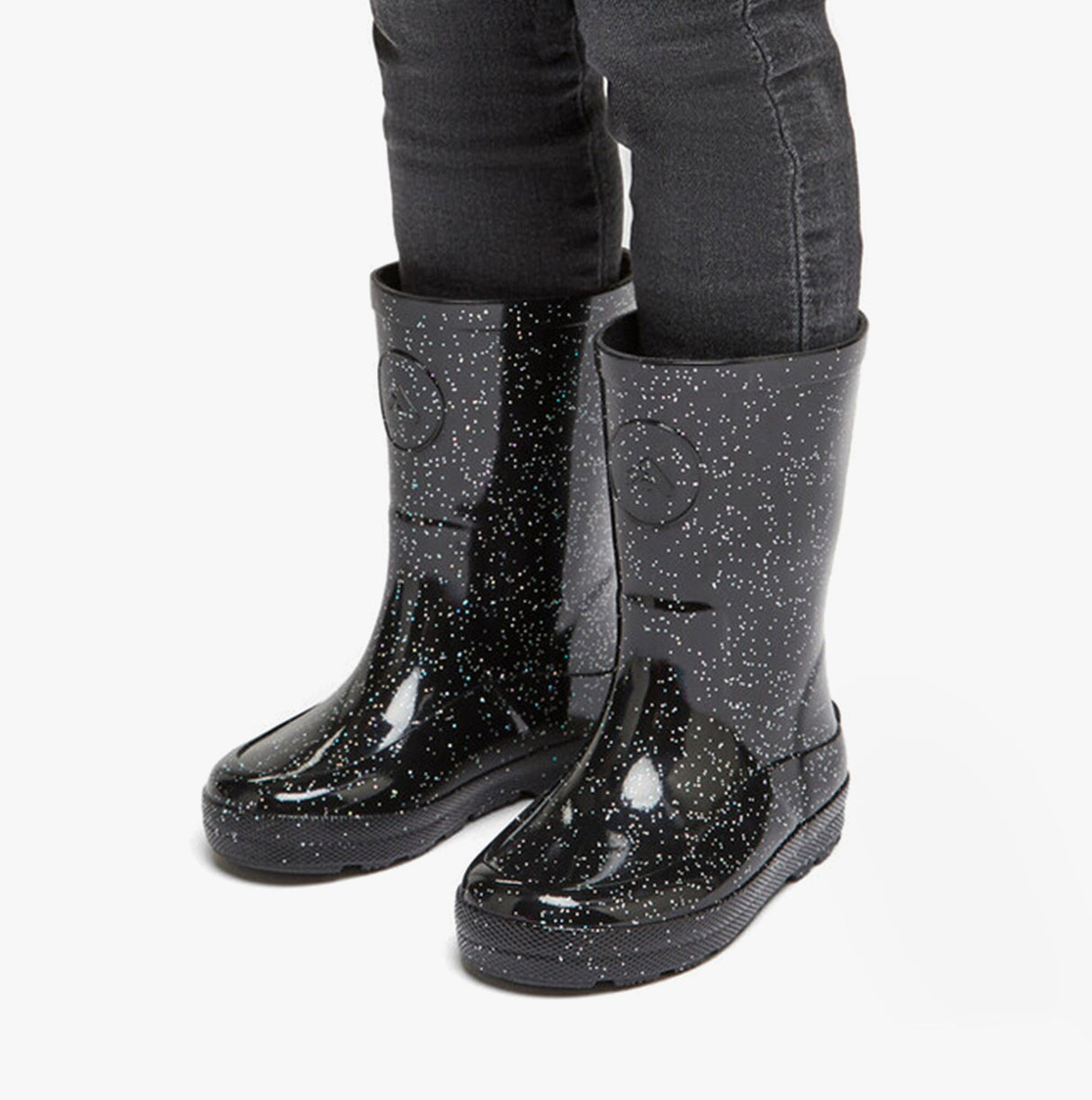 FitFlop WONDERWELLY Kids Rain Boots Black Glitter