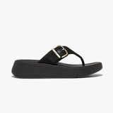 FitFlop F-MODE BUCKLE SHIMMERLUX FLATFORM Womens Toe Post Black