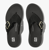 FitFlop F-MODE BUCKLE SHIMMERLUX FLATFORM Womens Toe Post Black