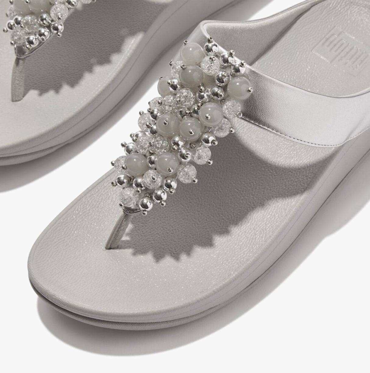 FitFlop FINO BAUBLE-BEAD Womens Toe Post Sandals Silver