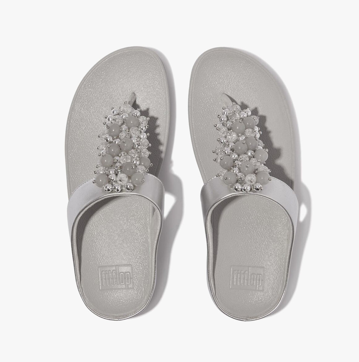 FitFlop FINO BAUBLE-BEAD Womens Toe Post Sandals Silver