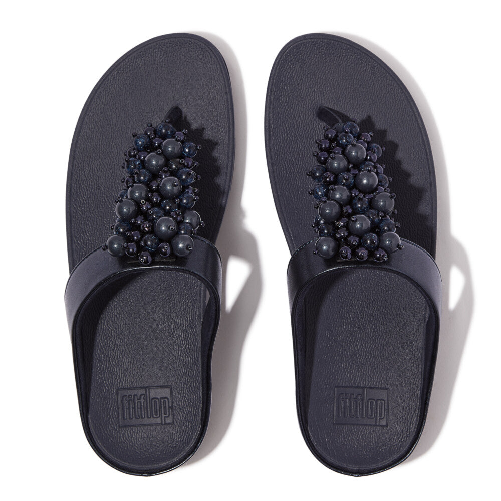 FitFlop FINO BAUBLE-BEAD Womens Toe Post Sandals Midnight Navy