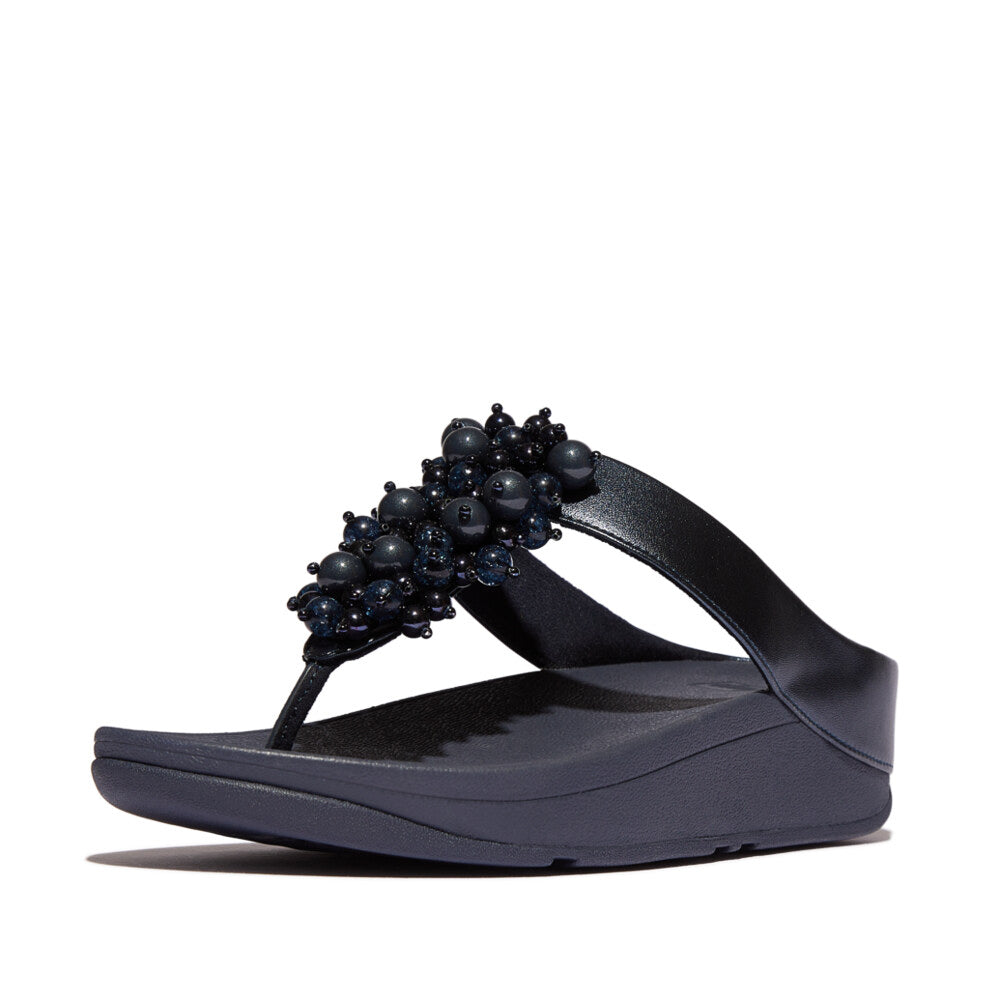 FitFlop FINO BAUBLE-BEAD Womens Toe Post Sandals Midnight Navy