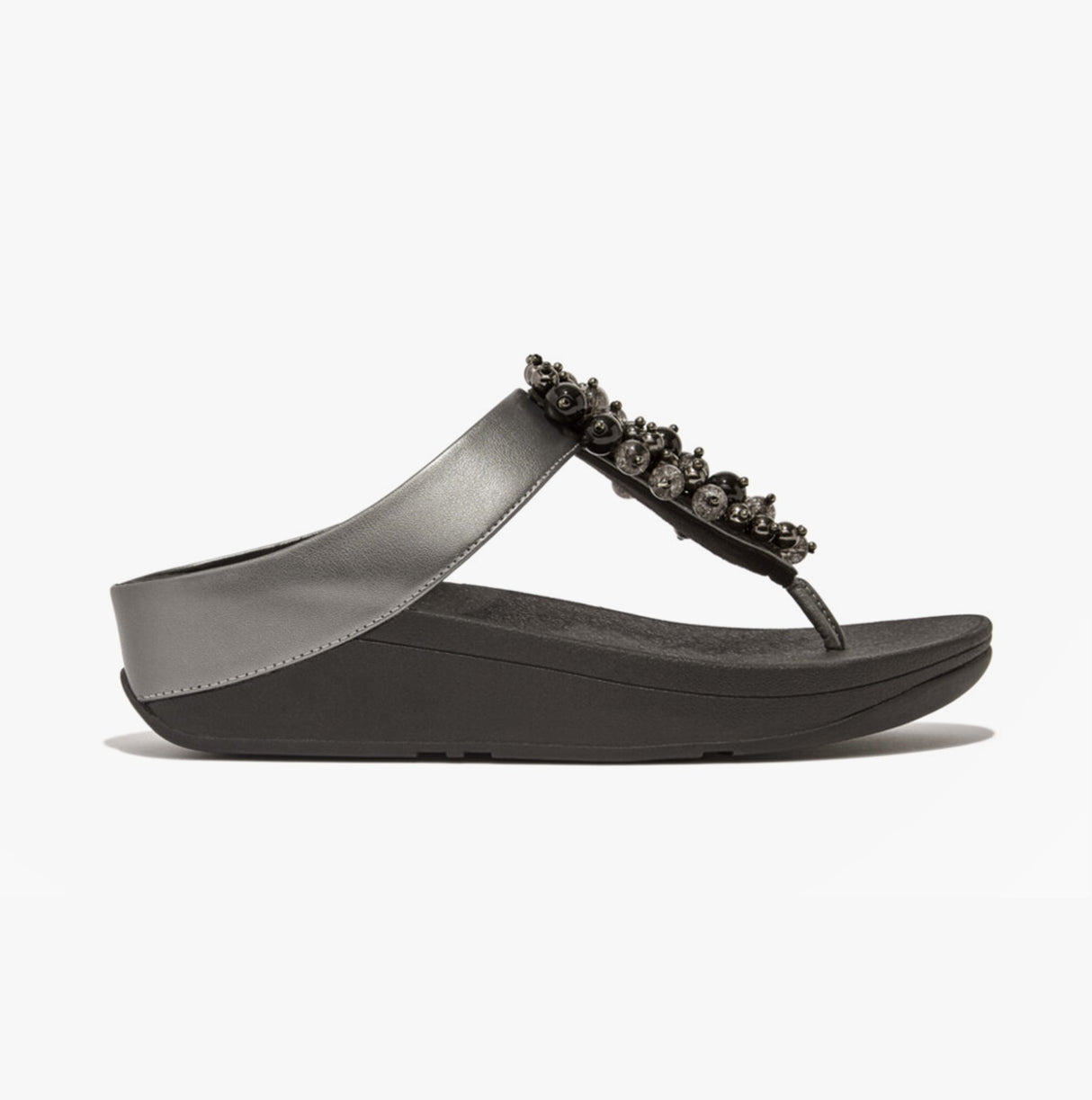 FitFlop FINO BAUBLE-BEAD Womens Toe Post Pewter Black
