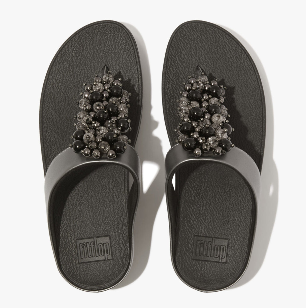 FitFlop FINO BAUBLE-BEAD Womens Toe Post Pewter Black