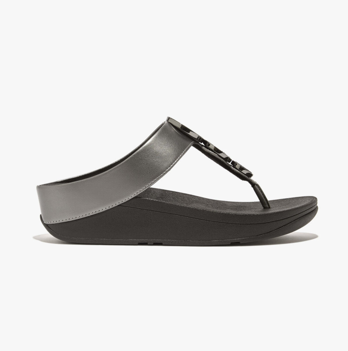 FitFlop HALO BEAD-CIRCLE METALLIC Womens Toe Post Pewter Black