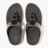 FitFlop HALO BEAD-CIRCLE METALLIC Womens Toe Post Pewter Black